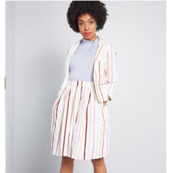 ModCloth Aspiration Creation Striped Skirt New Size Medium - Picture 2 of 9